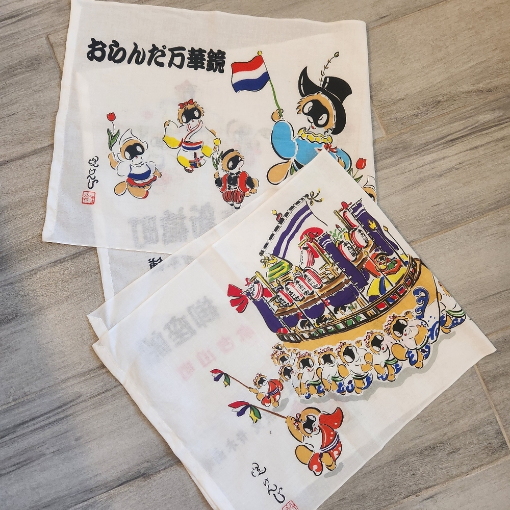 Nagasaki Kunchi Set 2 Hand Towel 100%Cotton Tenugui Souvenir Japan Festival Gift